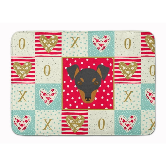 Manchester Toy Terrier Love Machine Washable Memory Foam Mat Red