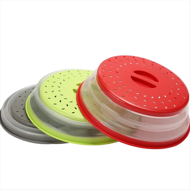 2-En-1 Plegable Protector Salpicaduras de Microondas y Colador de Lavado de Vegetales la Última Cocina de Ahorro de Espacio