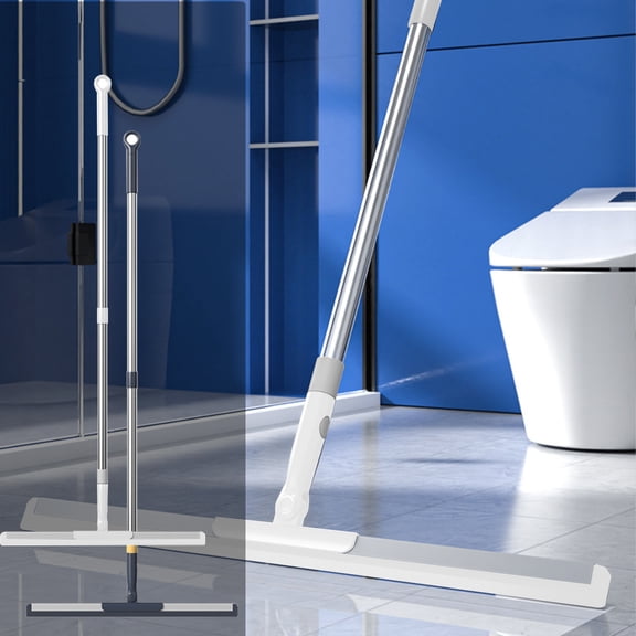 Floor Squeegee for Floor and Shower with 180° Adjustable Head, Long Handle Water and Pet Hair Remover for Bathroom, Kitchen, Tile and Windows