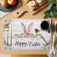 thumbnail image 2 of Easter Placemats Set of 12, Spring Farmhouse Watercolor Bunny Flower Wood Grain Placemats for Dining Table, Place Mats for Kitchen Tabletop, Waterproof Wipeable Dining Table Mats Set, 2 of 9