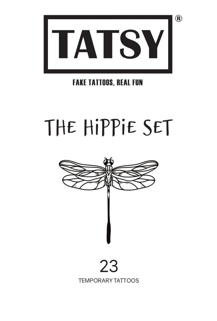Tatsy Hippie Set Temporary Fake Tattoo, Modern, Hippie, Festive Design -  