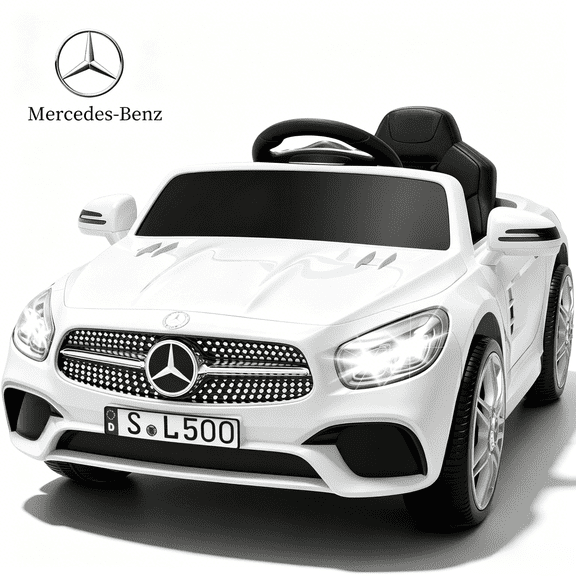 Xuanlur 12V Power Ride on Toys for Toddlers, Licensed Mercedes-Benz Ride on Cars for Kids, Kid Electric Car, Aged 1-4Y, White