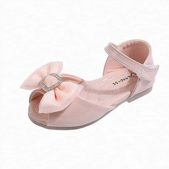 Linfrsh Dress Up Shoes Girls Dress Shoes Low Heels School Uniform Mary Jane Flower Wedding Party Bridesmaids Princess Dance Shoe for Kid Toddler(Pink,Size11.5)