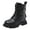 Black, variant on Rokment Girls Chunky Combat Boots Lace Front Side Zipper Lug Sole