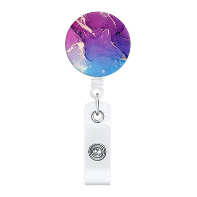Visland Broche Broche Dorure Marblizing Papillon Rétractable Lanière Rotatif Anti-Perdu Coloré Infirmière Carte de Travail Clip ID Nom Badge Titulaire Utilisation Quotidienne