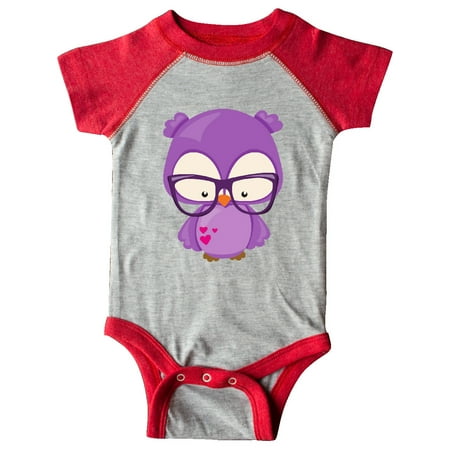 

Inktastic Valentine s Day Owl Purple Owl Glasses Hearts Gift Baby Boy or Baby Girl Bodysuit