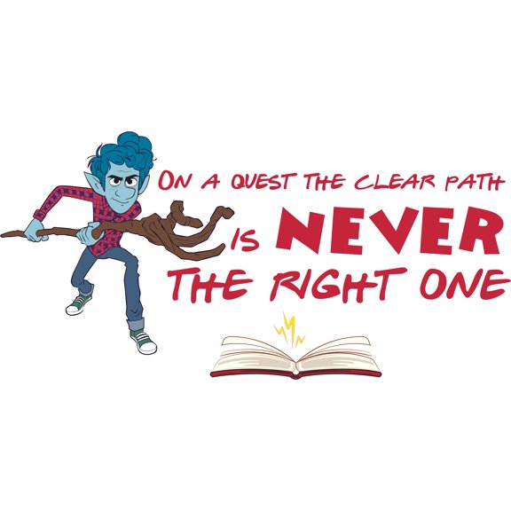 On A Quest The Clear Path Is Never The Right One | 10" x 20" Vinyl Home Kids Bedroom Ian Lightfoot Wall Decal Quotes Design - Removable Living Room Onward Movie Animated Urban Adventure Film Sticker