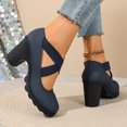 thumbnail image 4 of Busydd Block Heel Shoes for Women Criss Cross Strap Round Toe Sandals Casual Comfortable Solid Color Chunky Dress Shoes 40, 4 of 9