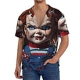 thumbnail image 7 of Lsque Chucky print Men's Cuban Collar Short Sleeve Shirt Summer Beachwear Casual Button Down Fashionable Vacation Leisure Shirt-XX-Large, 7 of 7