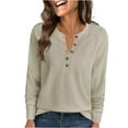thumbnail image 2 of TAGOLD Womens Sweater Tops,Casual Plus Size Fall Tops Blouse for Womens,Women Long Sleeves Casual Shirts Color Round Neck Sweatshirt Pullover Loose Tunic Tops Beige M, 2 of 4