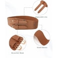 thumbnail image 5 of AWAYTR Women's Wide Elastic Leather Belt - Double-breasted Elastic Waistband - Vintage Stretchy Belts for Dresses Shirts, 5 of 8