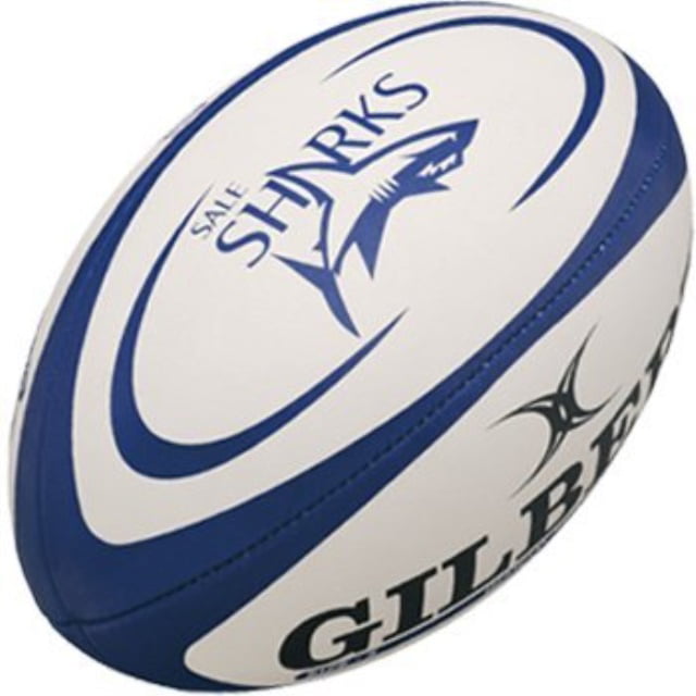 GILBERT sale sharks midi rugby ball white/blue 