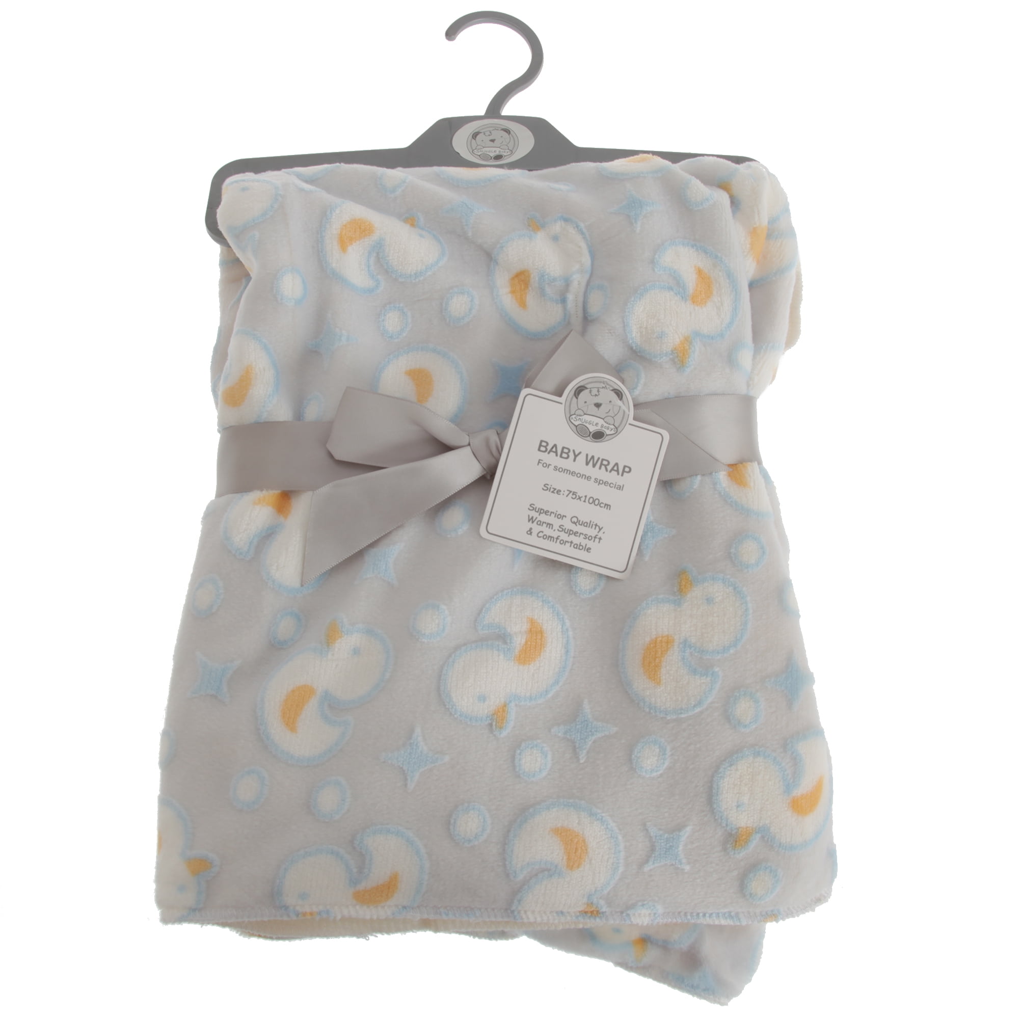 Brand new Snuggle Baby wrap/blanket in white with pink & grey hearts 75 x 100cm 