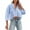 Blue, variant on ZOHIUM Work Tops for Women Womens Button Down Cropped Shirts Long Sleeve Casual Crop Tops Solid Lapel Blouse Shirt With Chest Pocket Summer Tops Women Tops Clothes (Blue,XXXL)