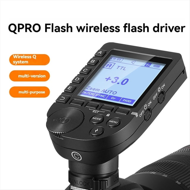 Disparador de Flash Inalámbrico TTL QPRO-C de para , 1/8000 S HSS, Diseño Inclinable, Pantalla LCD Grande