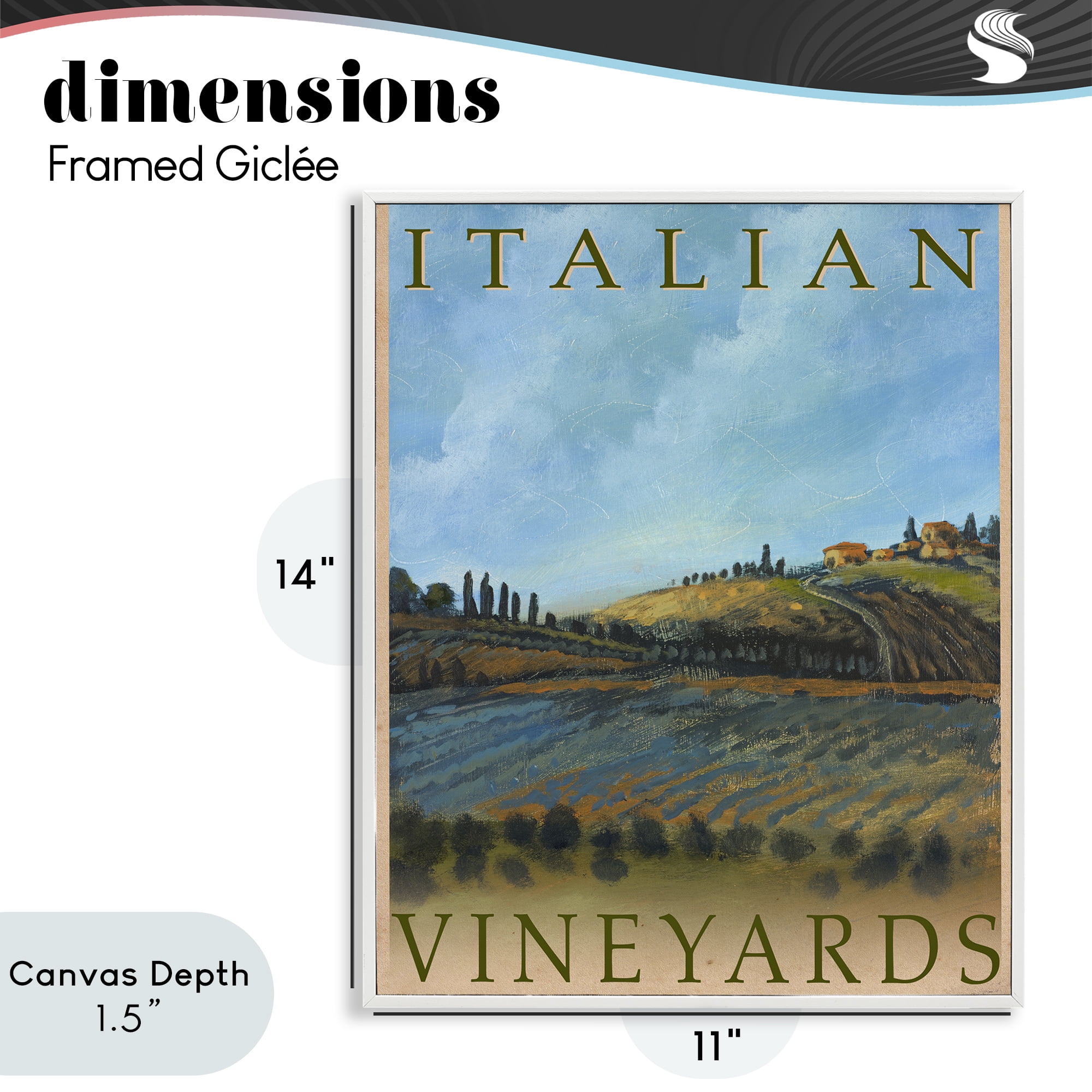 Stupell Industries Italian Vineyards Vintage Poster White Framed Giclee Art, design by Kingsley