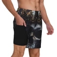 thumbnail image 2 of Balery Royal Skull With Golden Crown Bañador para hombre, shorts de playa de secado rápido con entrepierna y forro de compresión-Medium, 2 of 6