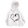 thumbnail image 2 of Spazoro Girls Pullover Hoodie with Pockets, Relaxed Fit Soft Long Sleeve Cat Heart Graphic Print Hooded Neck Trendy Casual Sweatshirt for Kids White Size 9-10, 2 of 5