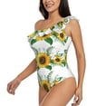 thumbnail image 3 of Yiaed Sunflowers (2) Print Women One Piece Swimsuits Tummy Control One Shoulder Bathing Suits Pattern Ruffle Swimwear-Small, 3 of 8