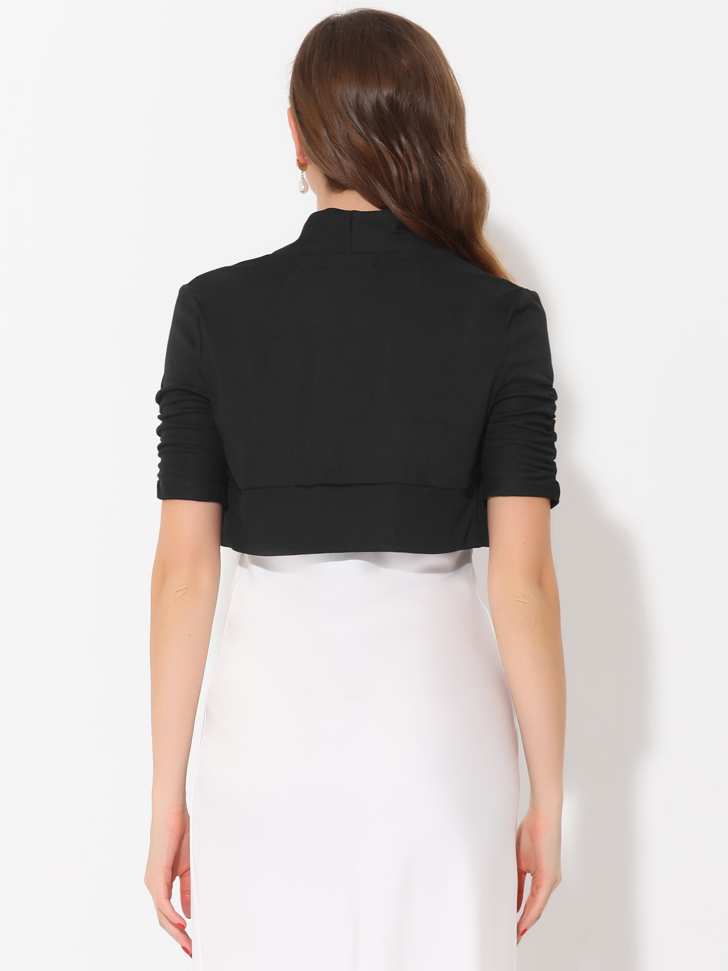 DARING DIVA Women's Ruched Short Sleeve Shrugs Bolero Cropped Cardigan S Black