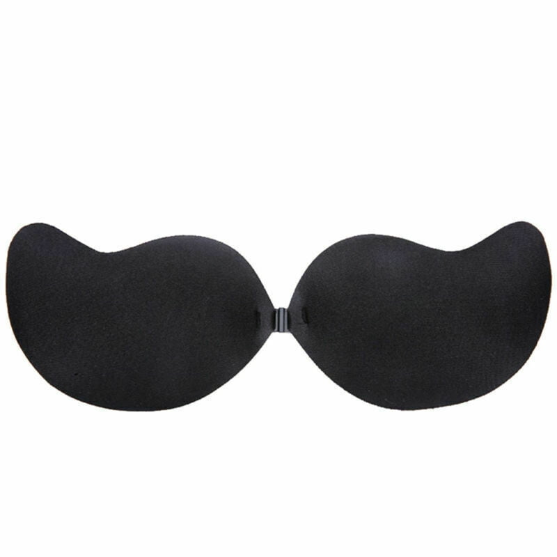 Luxtrada Strapless Sticky Bra Self Adhesive Backless Push Up Bra Reusable Invisible  Silicone Bras for Women 2pcs-Black+Skin,B Cup 