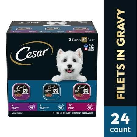 UPC: 0023100121765 | Cesar Filets In Gravy Variety Pack Wet Dog Food Adult 3.5 Oz. Pack Of 24