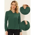 thumbnail image 2 of INSPIRE CHIC Blusa de gasa sólida de manga larga para oficina de trabajo para mujer Verde oscuro XL, 2 of 5