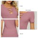 thumbnail image 5 of Tops de verano para mujer, camisa informal ajustada con cuello en V, manga corta, Color puro, diseño recortado, para fiesta, oficina, viajes, Rosa XL, 5 of 6