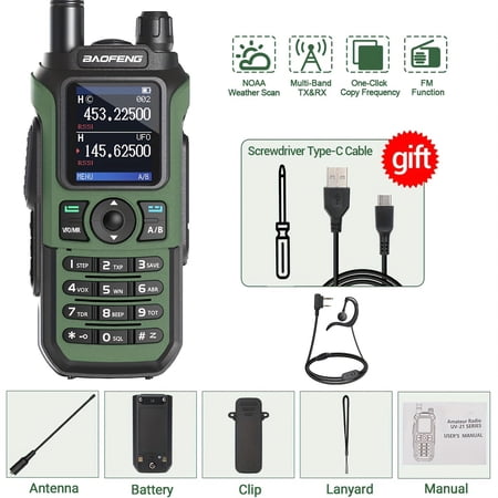 General UV-21R Dual Band Ham Radio: UHF/VHF Long Range Walkie Talkie with Type-C Charging, 999 Channels, NOAA Weather Alert, Compatible with UV-5R for Camping, Events, Professional Use