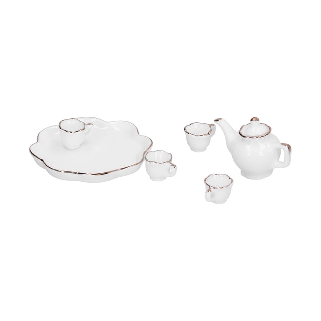 Accesorios de Casa de Muñecas, Casa de Muñecas Assecories Dollhouse Tapot Tea de Cerámica Dollhouse Juego de Té de Cerámica para Sala de Estar Para El Comedor para la Cocina
