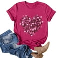 thumbnail image 4 of YDLCAFD T-Shirts Graphiques de Pâques pour Femmes, Manches Courtes, Imprimé Cœur, 4 of 4