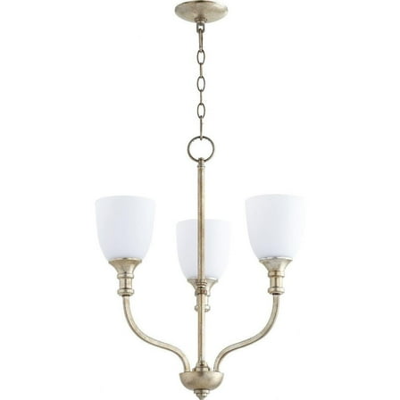 Transitional Three Light Chandelier-Aged Silver Leaf Finish-Satin Opal Glass Color Bailey Street Home 183-Bel-2535225