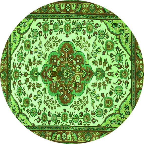 Ahgly Company Indoor Round Persian Green Traditional Area Rugs, 3' Round