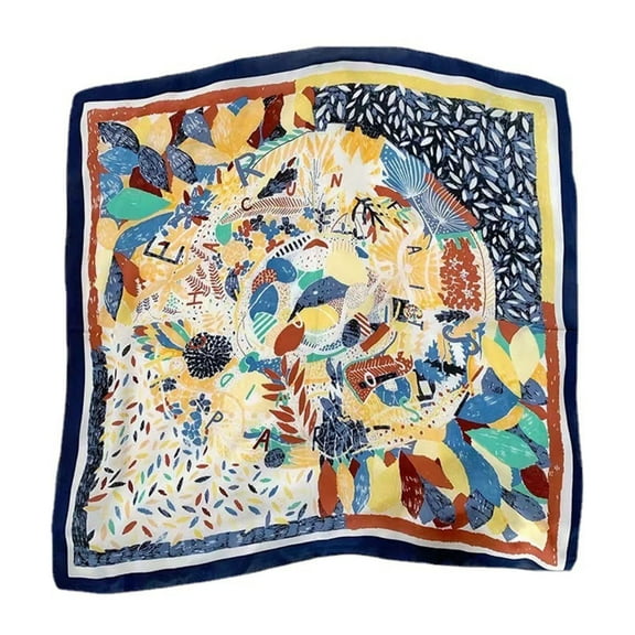 70cm Elegant Square Silk Scarf with Flower Print Design Perfect for Stylish Women Headwear All Matching Shawl Headwrap