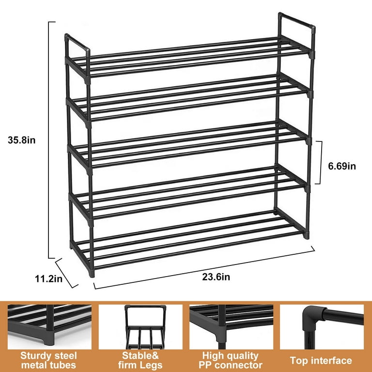 4/5-Tier Stackable Shoe Rack Sturdy Shoe Shelf Storage Organizer  Space-Saving