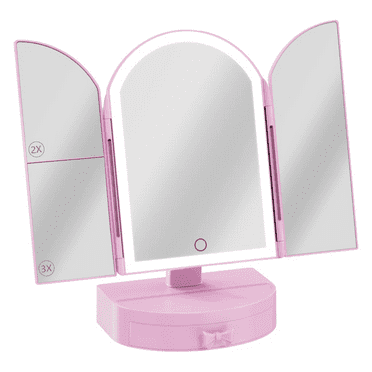 Impressions Vanity Darling Arch Trifold LED Tri Tone Makeup Mirror With Drawer
