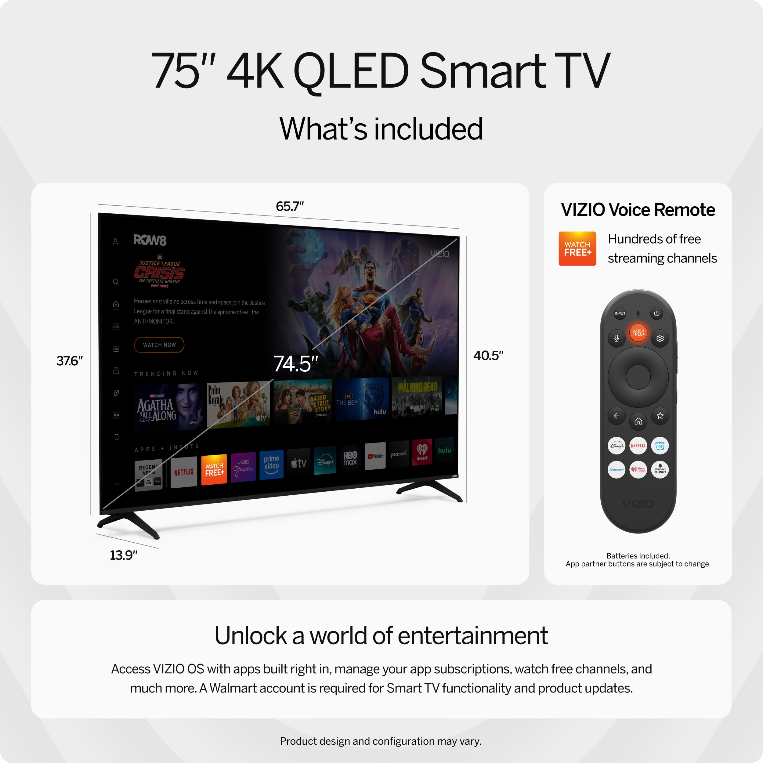 VIZIO 75" Class Quantum 4K QLED HDR Smart TV (VQD75R-10)