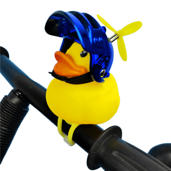 Rubber duck bicycle accessories with flash lamp and propeller helmet for automobile dashboard decoration(2pcs)