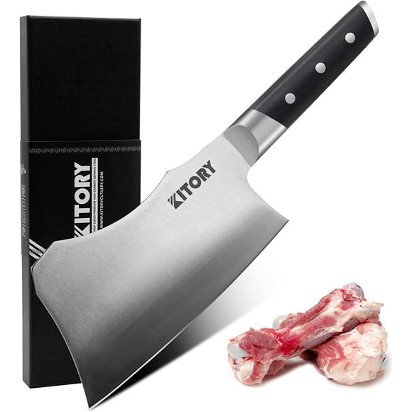 Kitory Cleaver Knife Heavy Duty Chinese Chef Knife - 7 inch German High Carbon Stainless Steel Meat Cleaver with Ergonomic Handle - Butcher Knife for Home and Restaurant- Metadrop Series