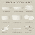 thumbnail image 2 of Carote 15 Pcs Nonstick Cookware Sets, Granite Non Stick Pots and Pans with Detachable Handles, Oven Safe, Stackable Kitchen Cooking Set, White, 2 of 9