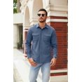 thumbnail image 6 of COOFANDY Men's Button Down Waffle Shirt Jacket Casual Long Sleeve Shacket Lightweight Overshirts with Flap Pockets, 6 of 7