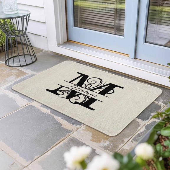 Letter M Door Mat Indoor Outdoor, Monogram Words Non Slip Welcome Mat with Rubber Backing, Absorbent Fabric Front Door Mats Entryway Rug for Home Patio Entrance 16"x24"