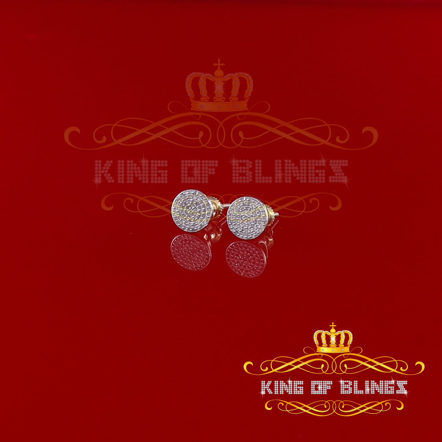 King of Bling's 925 Sterling Silver Yellow 0.25ct Diamond For Men's/Women's Stud Round Earrings