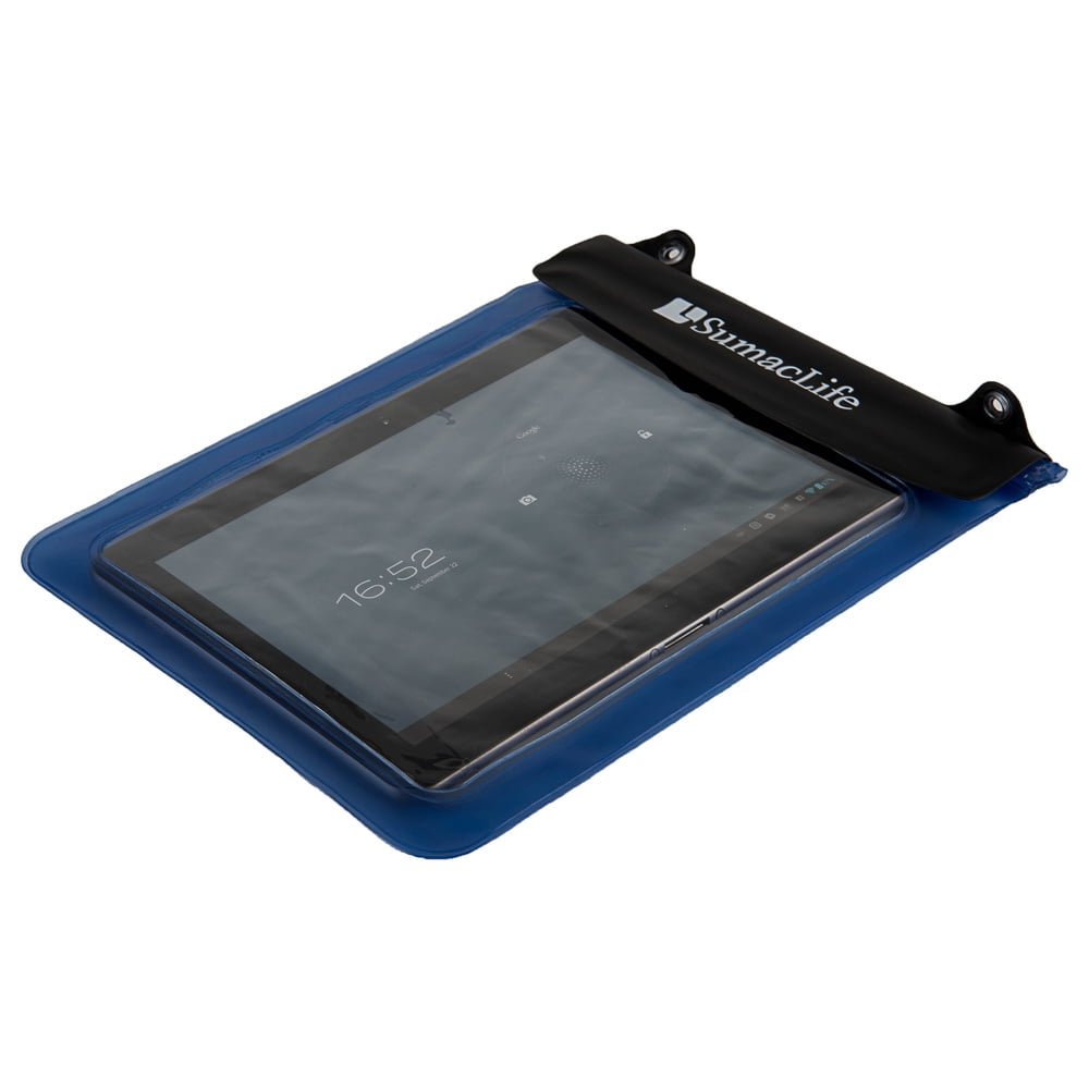 Waterproof Case Tablet Dry Pouch (Blue) w/ Neck Lanyard - Compatible w/ iPad Pro 12.9/11/9.7 Samsung Galaxy Tab S4/Book Microsoft Surface Go, Tablets up to 12.9” Great for Swim Pool Beach Bath Travel