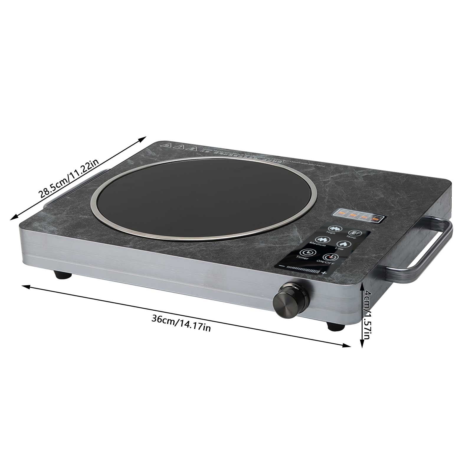1800W Single Burner Electric Stove Top, Portable Infrared Electric Cooktop, 110V Ceramic Hot Plate with Handles, Countertop Stove Cooktop with Timer & Touch & Knob Control for All Cookware