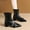Black, variant on Heisall Women's Boots Pointed Toe Buckle Short Shaft Chunky Heel Mid Heel Ankle Boots Fashion Casual
