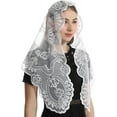 thumbnail image 3 of Catholic Lace Mantilla Veil - Marian Apparitions Embroidery Spanish Church Mass Scarf Chapel Prayer Christian Veil, 3 of 6