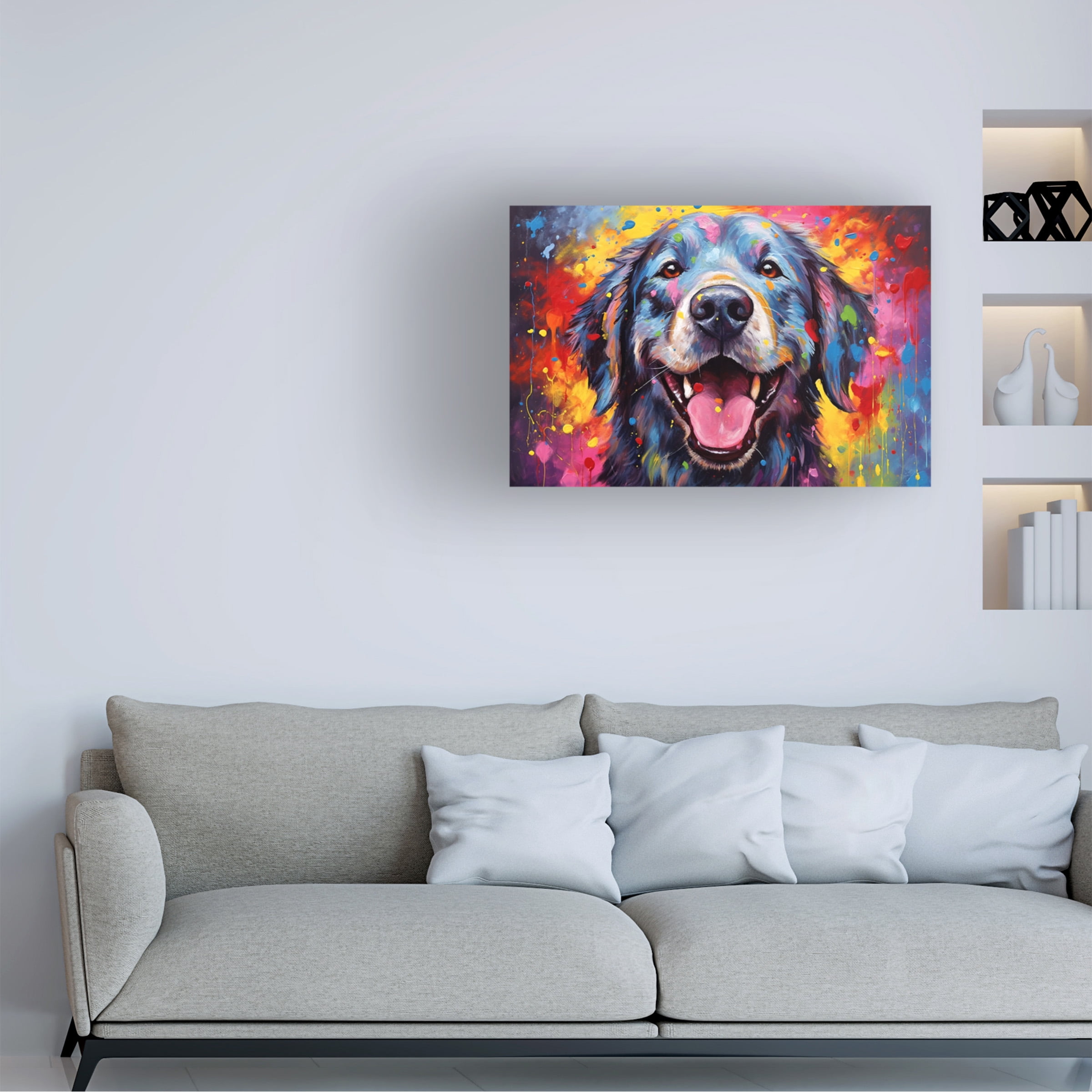 Canvas Wall Art - Ray Heere 'Happy Dog 2' Wall Art for Living Room, Bedroom, or Office Décor by Trademark Fine Art - 24 x 16 Inches