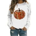thumbnail image 6 of Craaazy Women's Fall Winter Halloween Christmas Thanksgiving Casual Pumpkin Season Print Gifts Long Sleeved Round Neck Sweatshirt Long Sleeve Vintage Top, 6 of 6