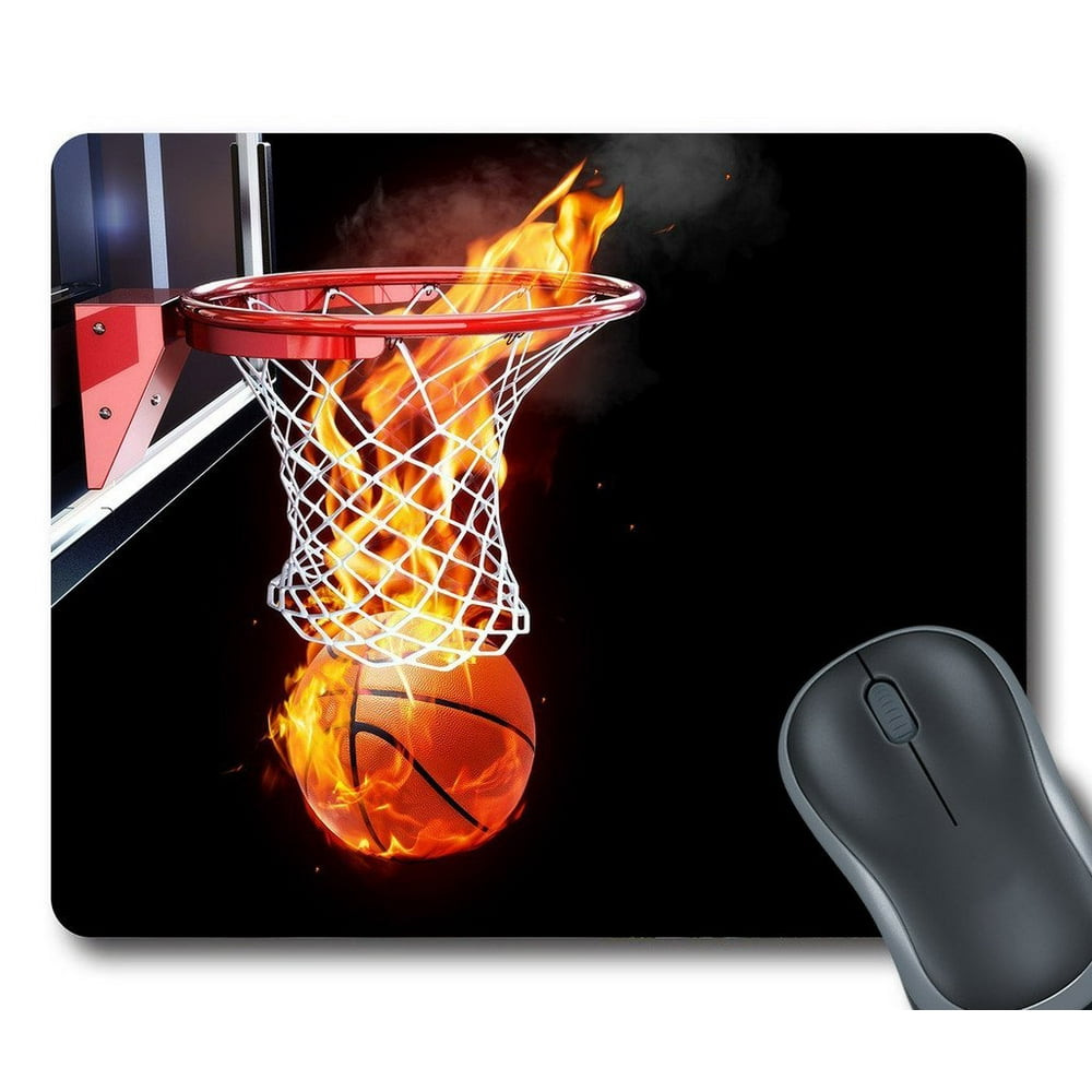 GCKG Flaming Basketball Mouse Pad Personalized Unique Rectangle Gaming